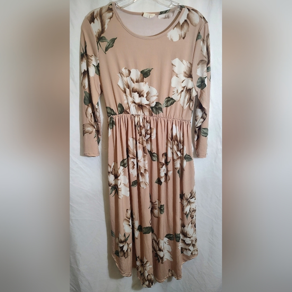 Lovely Melody Floral Beige Dress